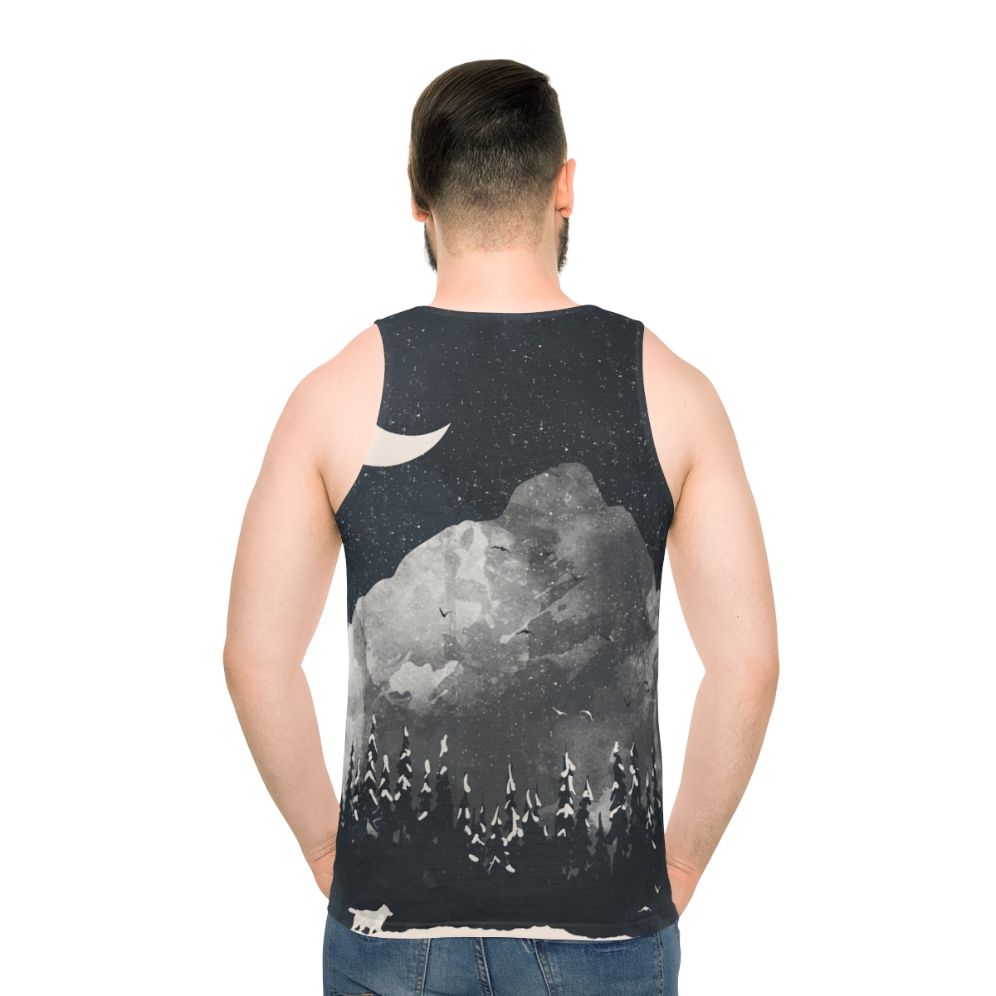 Winter Wolf Nature Inspired Unisex Tank Top - men back