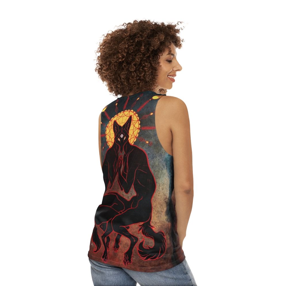 Unisex spiritual trippy third eye tank top - women back