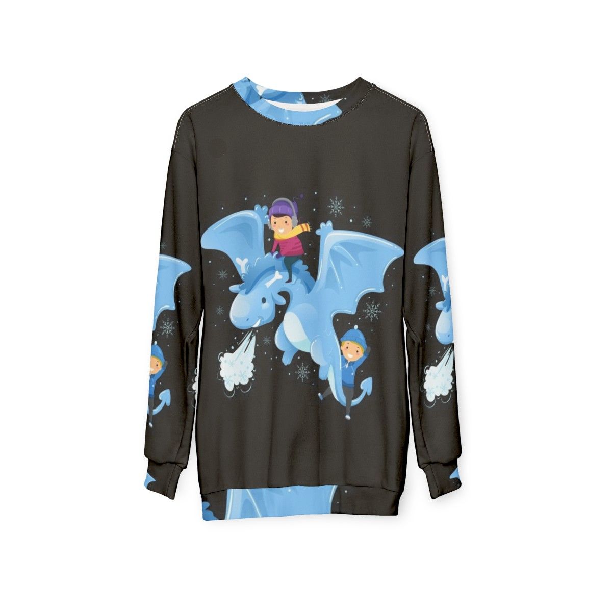 Legendary animals sweatshirt featuring a mystic dragon and lightning bolt fantasy design - hanging