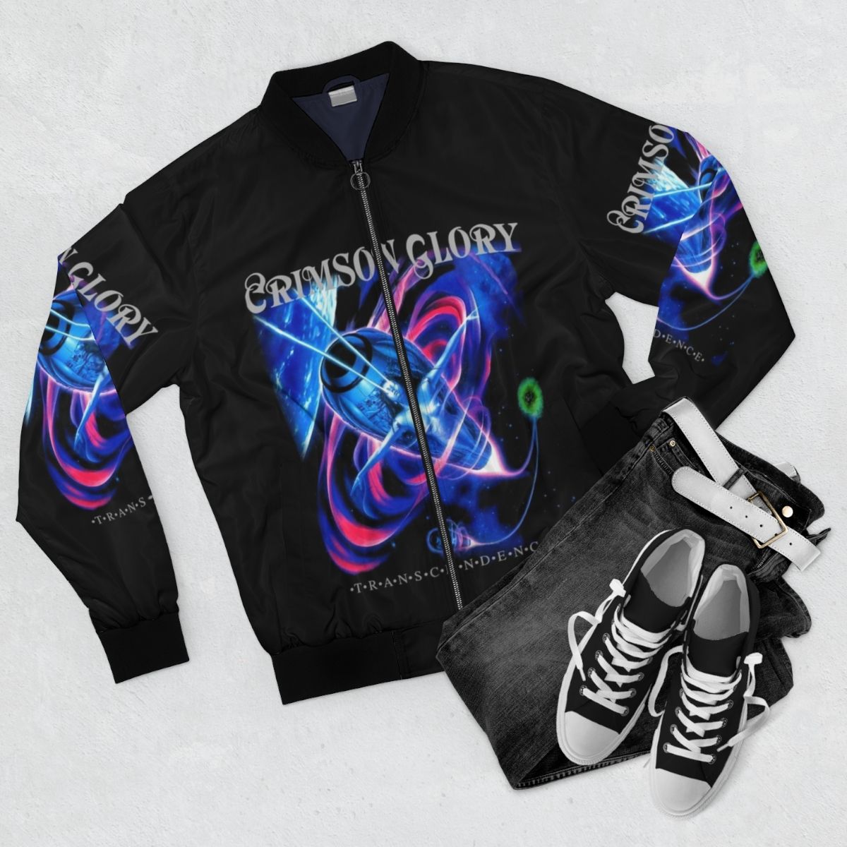 Crimson Glory Heavy Prog Metal Bomber Jacket - Flat lay