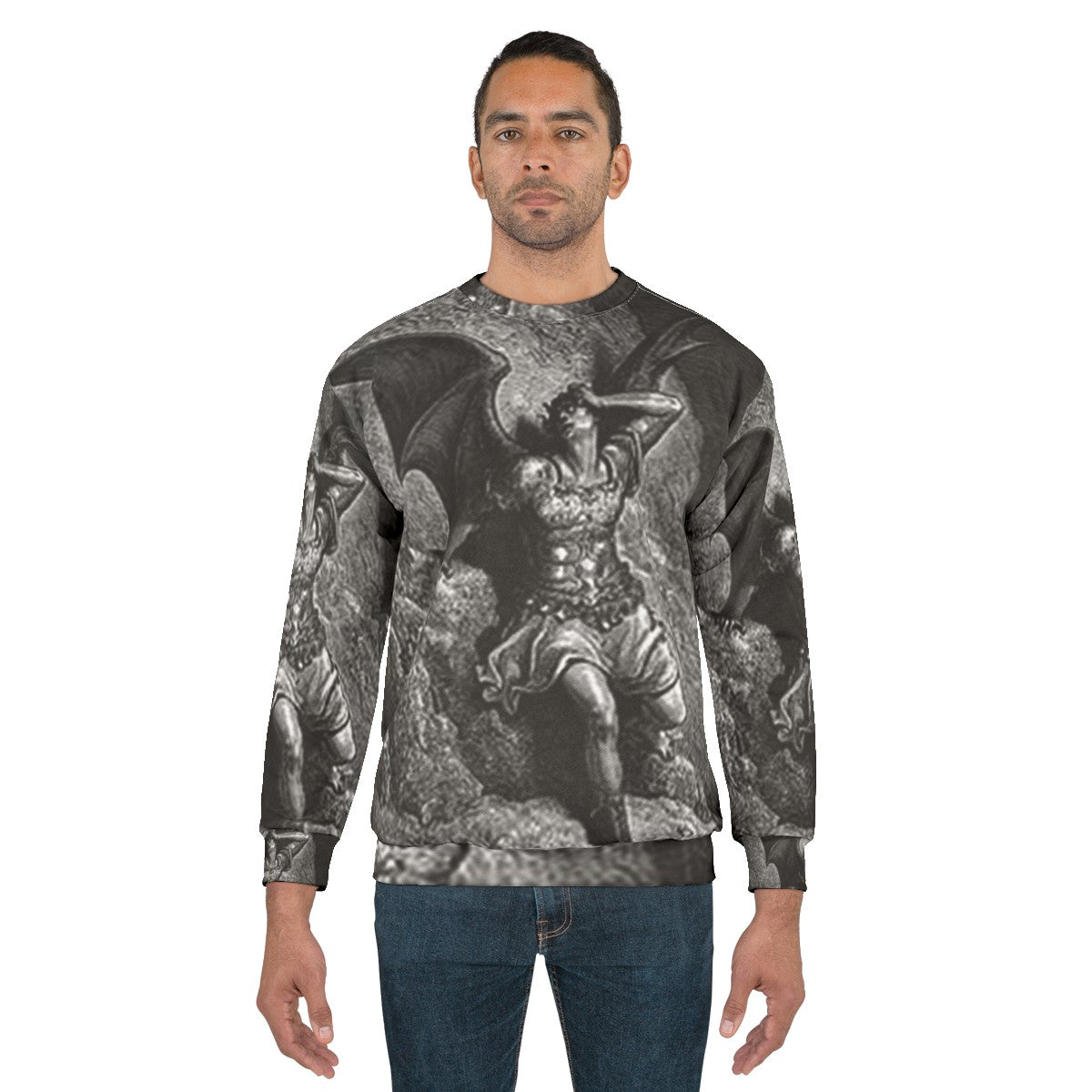 Vintage Gustave Dore Satan Profile Illustration Sweatshirt - men