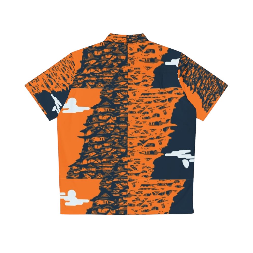 Vibrant houses pattern Hawaiian shirt with Japanese design - Back