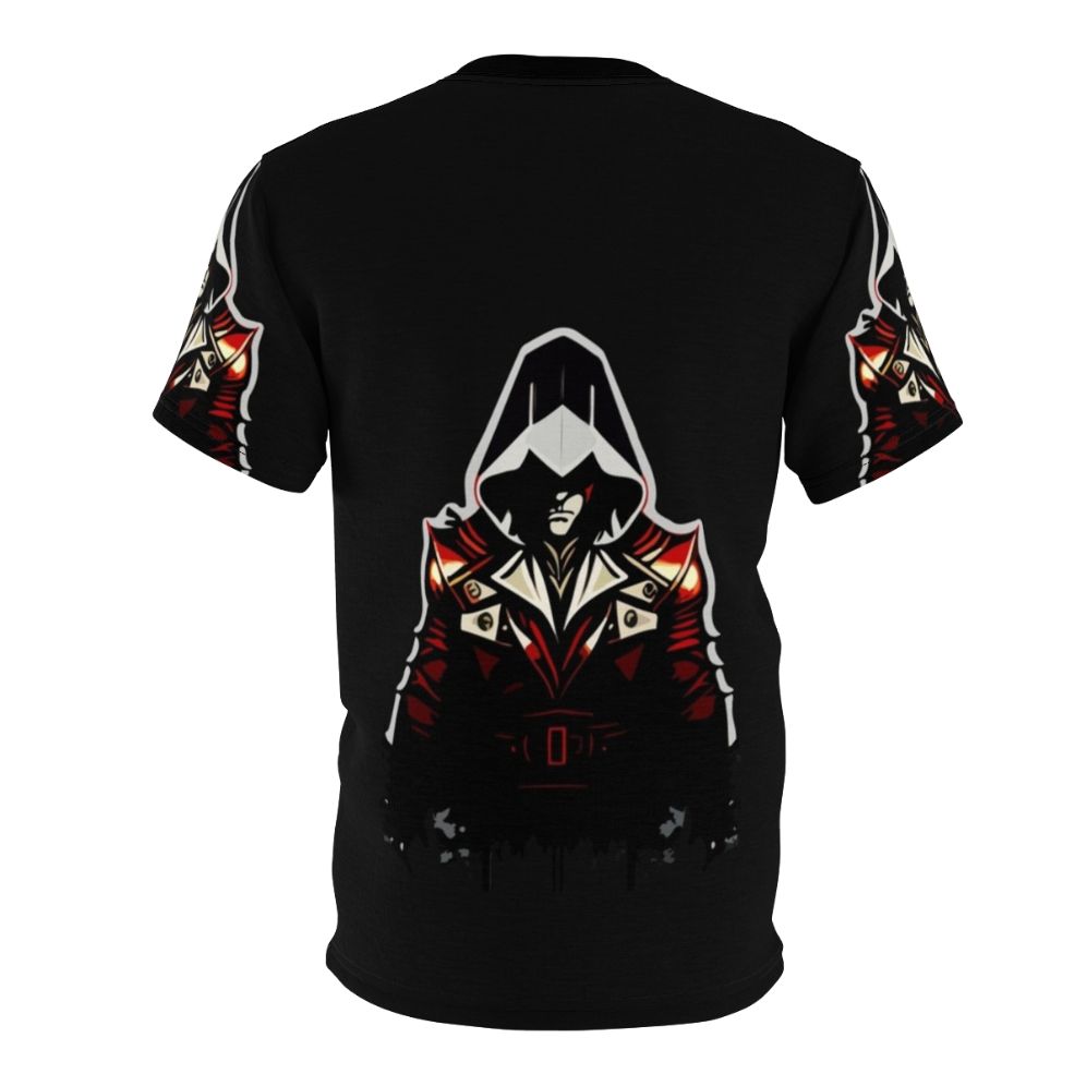 Assassins Creed Inspired T-shirt featuring characters and symbols from the popular video game series - Back