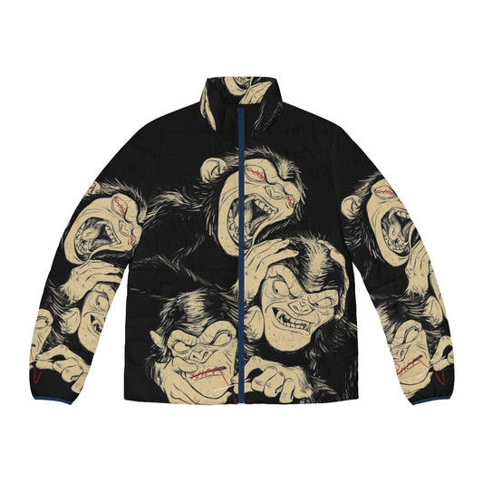 Three wise monkeys puffer jacket featuring a bold and unique design