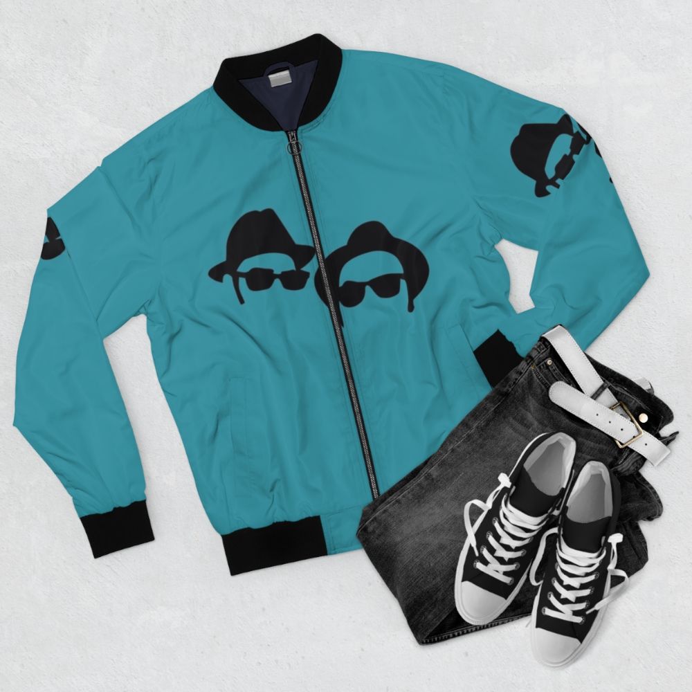 Blues Brothers Inspired Bomber Jacket for Men - Flat lay