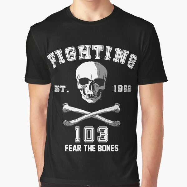 Fighting 103 Jolly Rogers Graphic T-Shirt featuring the iconic Jolly Rogers insignia and logo