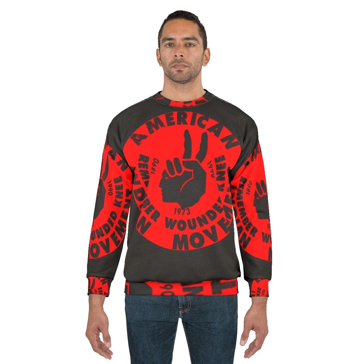 Aim American Indian Movement Sweatshirt with Native American Activism Design - men