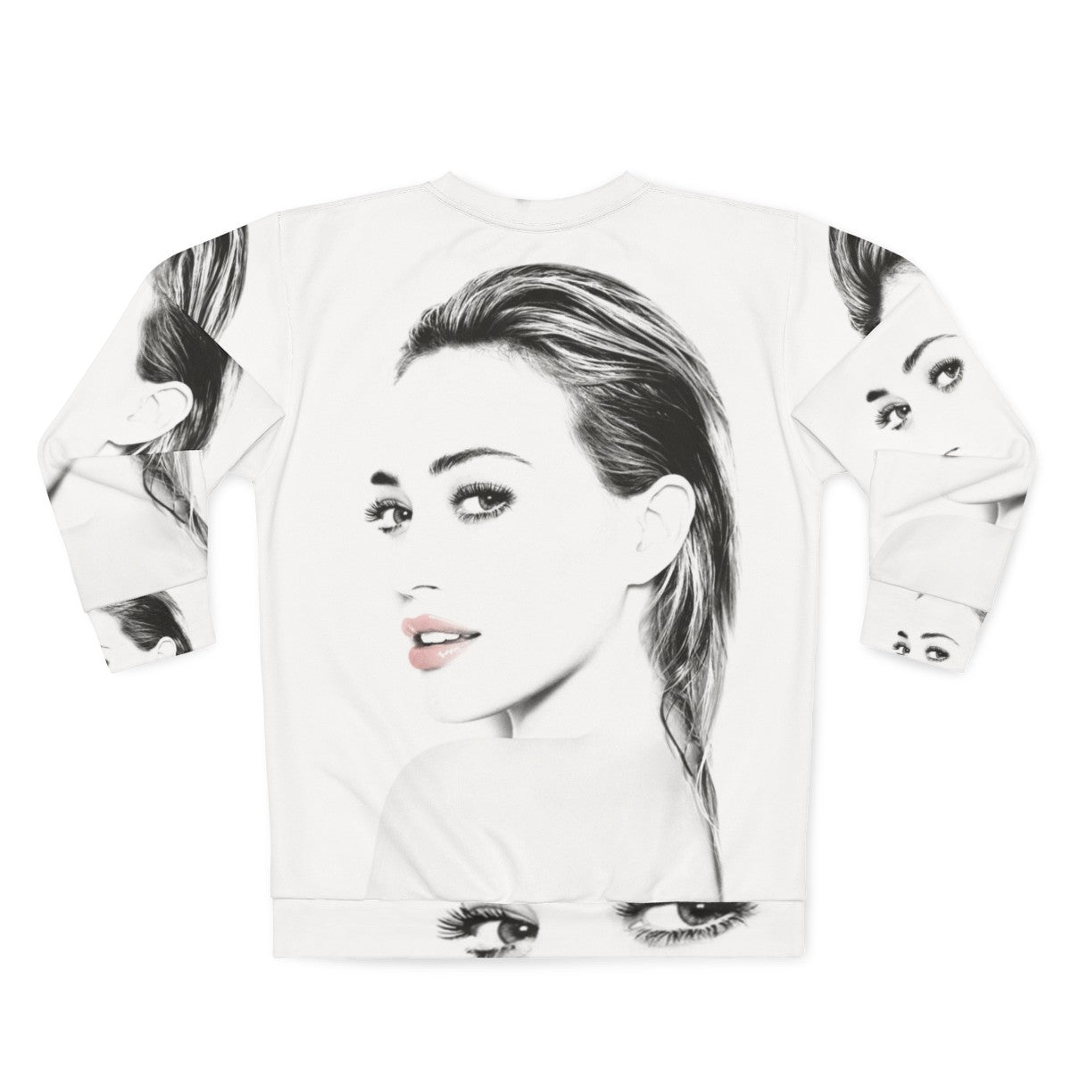 Hilary Duff wearing a gray sweatshirt with a graphic design - Back