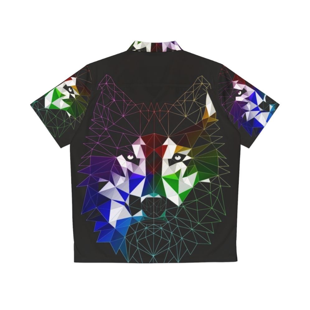 Geometric Wolf Hawaiian Shirt with Abstract Nature Inspired Pattern - Back