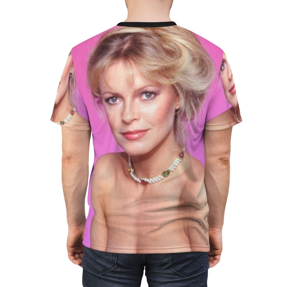 Vintage-style graphic t-shirt featuring a portrait of 1980s actress Cheryl Ladd - men back