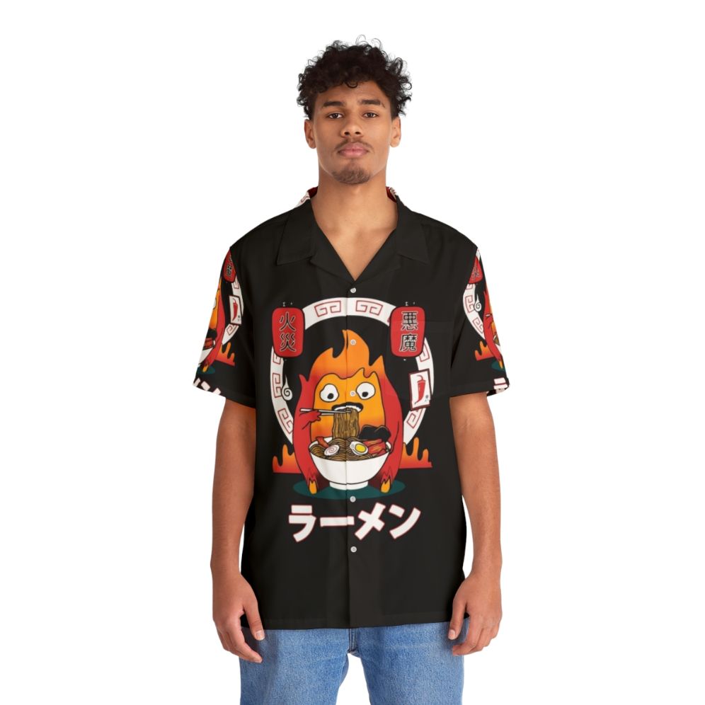 Spicy Calcifer Studio Ghibli Inspired Hawaiian Shirt - People Front