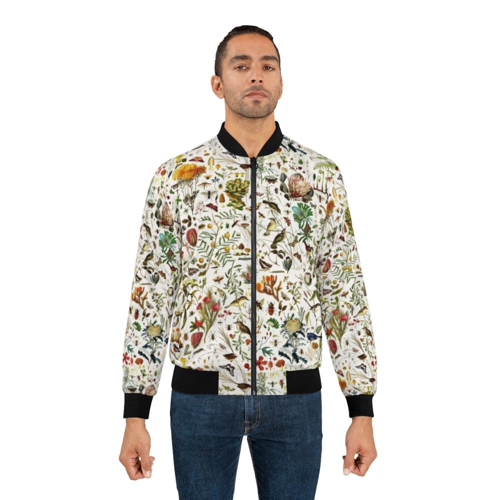 Vibrant Australian nature-inspired bomber jacket featuring colorful butterflies, birds, plants, and more. - Lifestyle