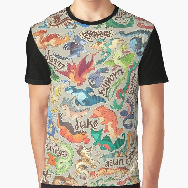 Adorable cartoon mini dragon graphic on a t-shirt for fantasy and dragon lovers