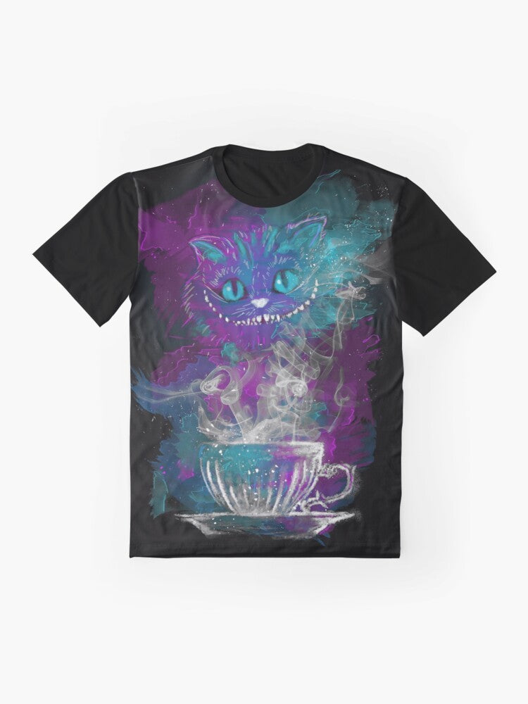 Cheshire Cat Wonderland Tea Cup Galaxy T-Shirt - Flat lay