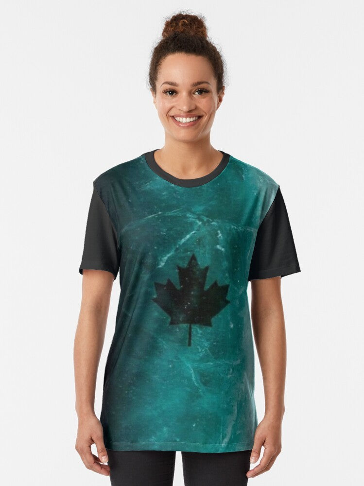 Icy graphic t-shirt with a frozen, crystal-like pattern - Women