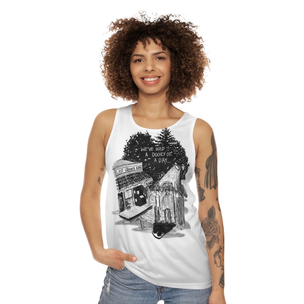 Unisex tank top with "We've Had a Doozy of a Day" horror movie design - women