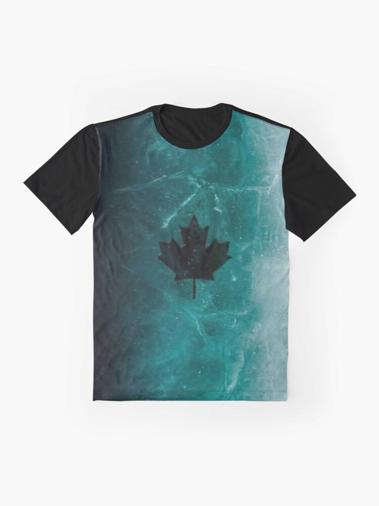 Icy graphic t-shirt with a frozen, crystal-like pattern - Flat lay