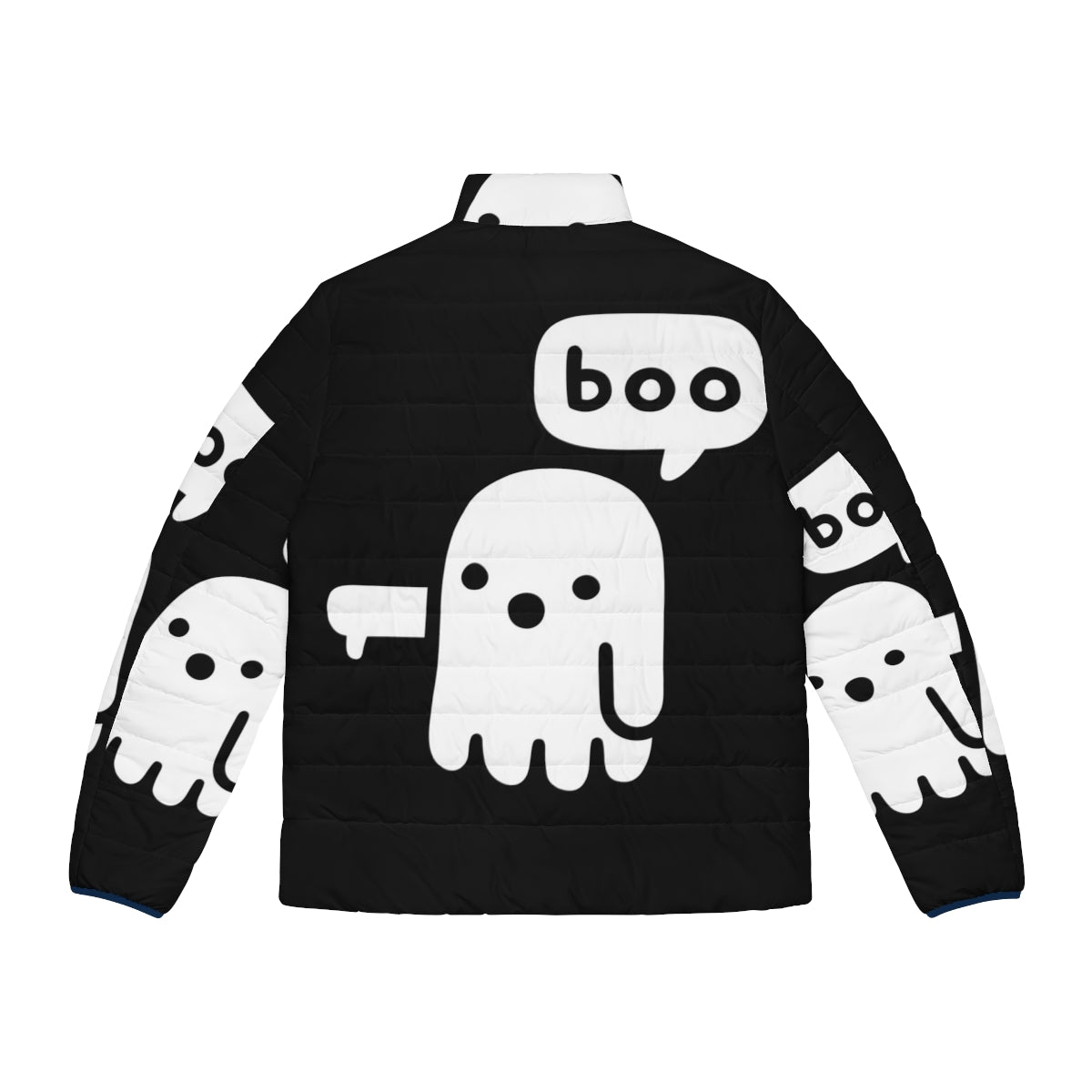 Spooky ghost puffer jacket with a disapproving design - Back