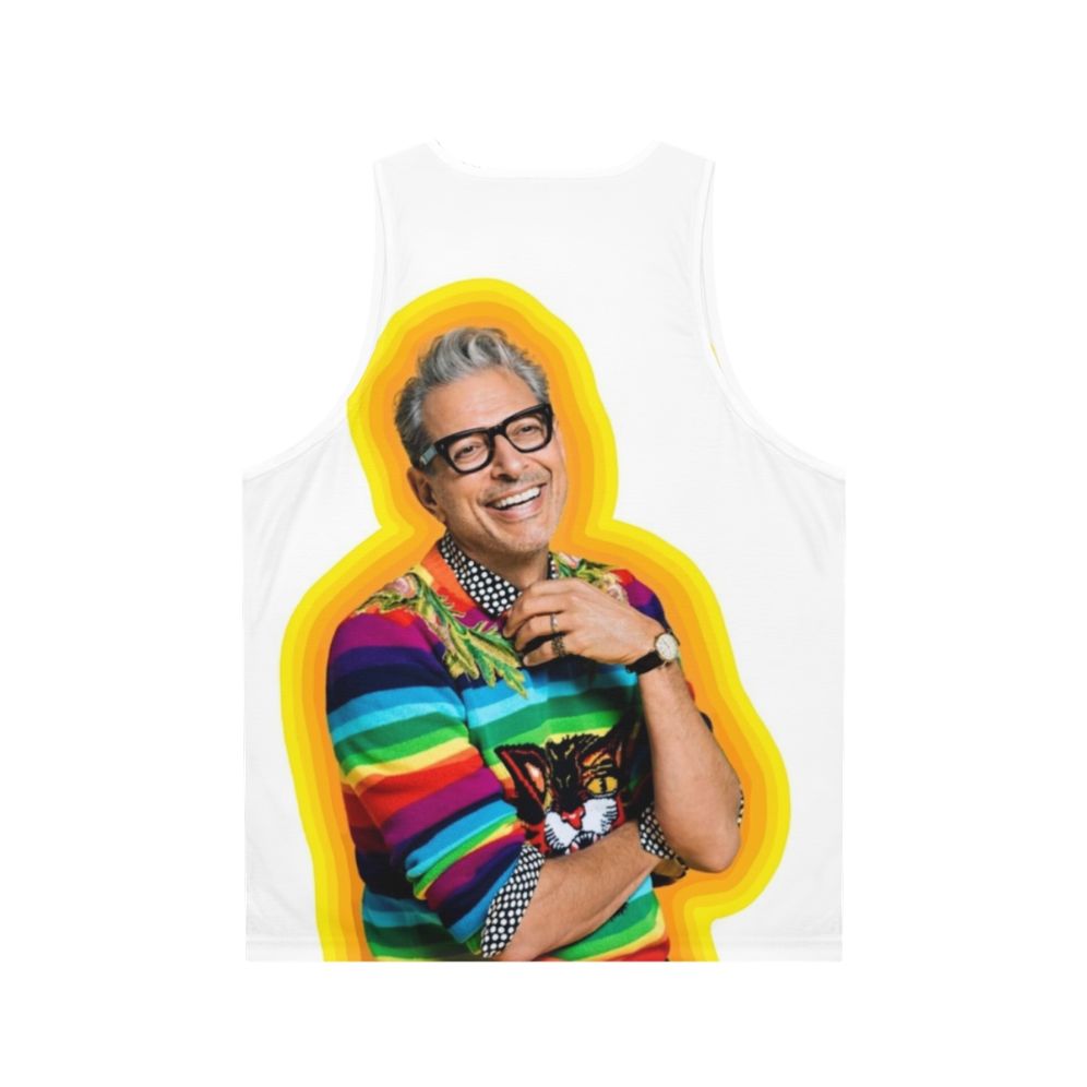 Colorful Jeff Goldblum "Happiness" Unisex Tank Top - Back