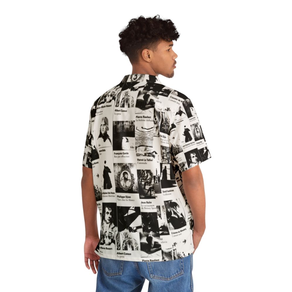 black and white tropical hawaiian button down shirt - People Back