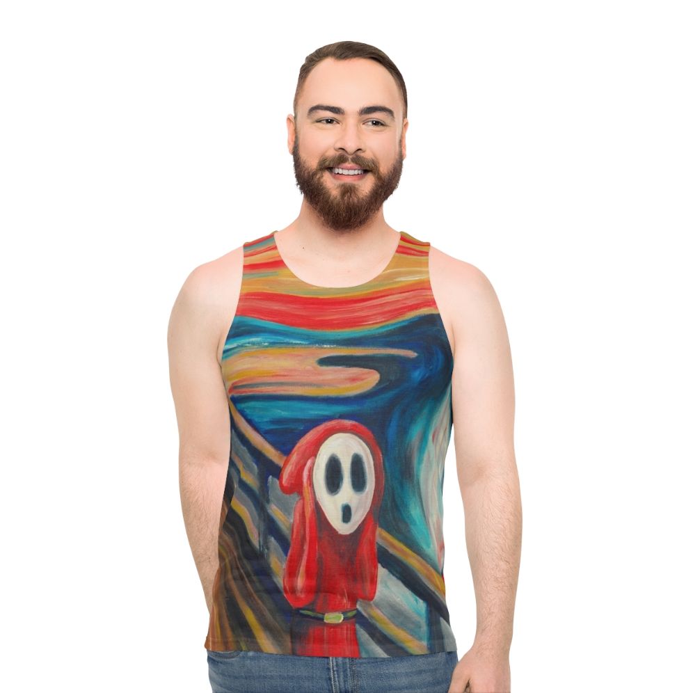 Unisex tank top featuring "The Scream" artwork by Edvard Munch - men