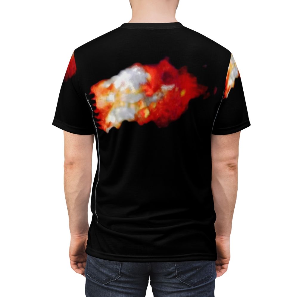 Burning flag abstract graphic design digital art tshirt - men back