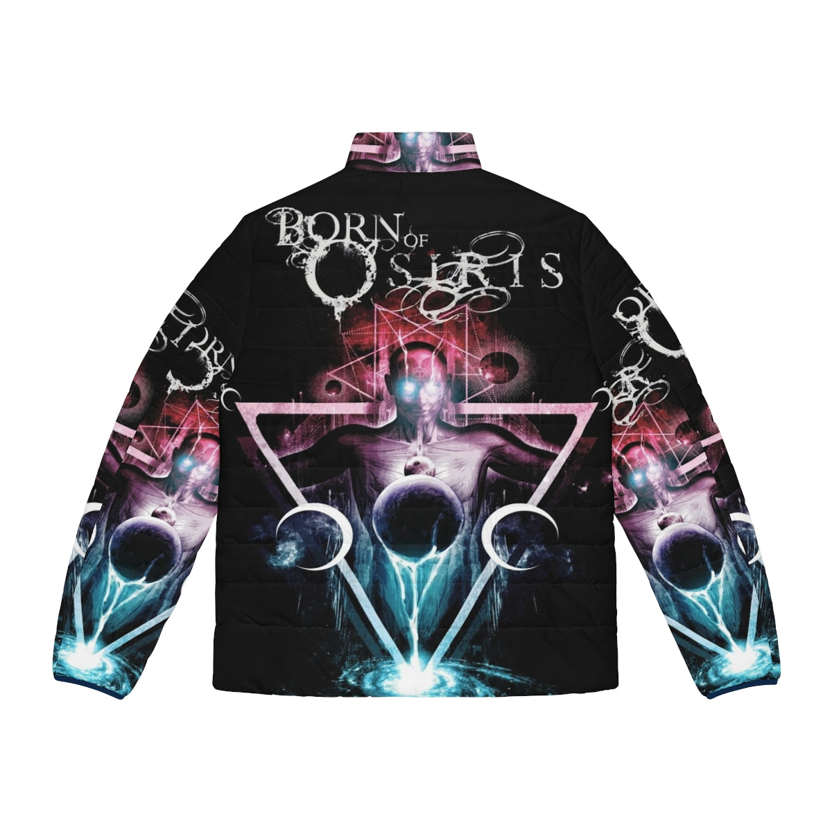 Born of Osiris Abstract Chaos Puffer Jacket, metal band-inspired winter outerwear - Back