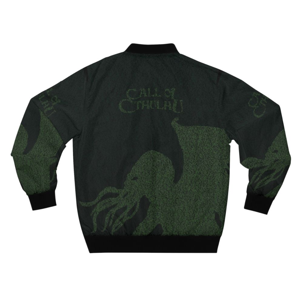 Cthulhu-inspired bomber jacket with horror text design - Back