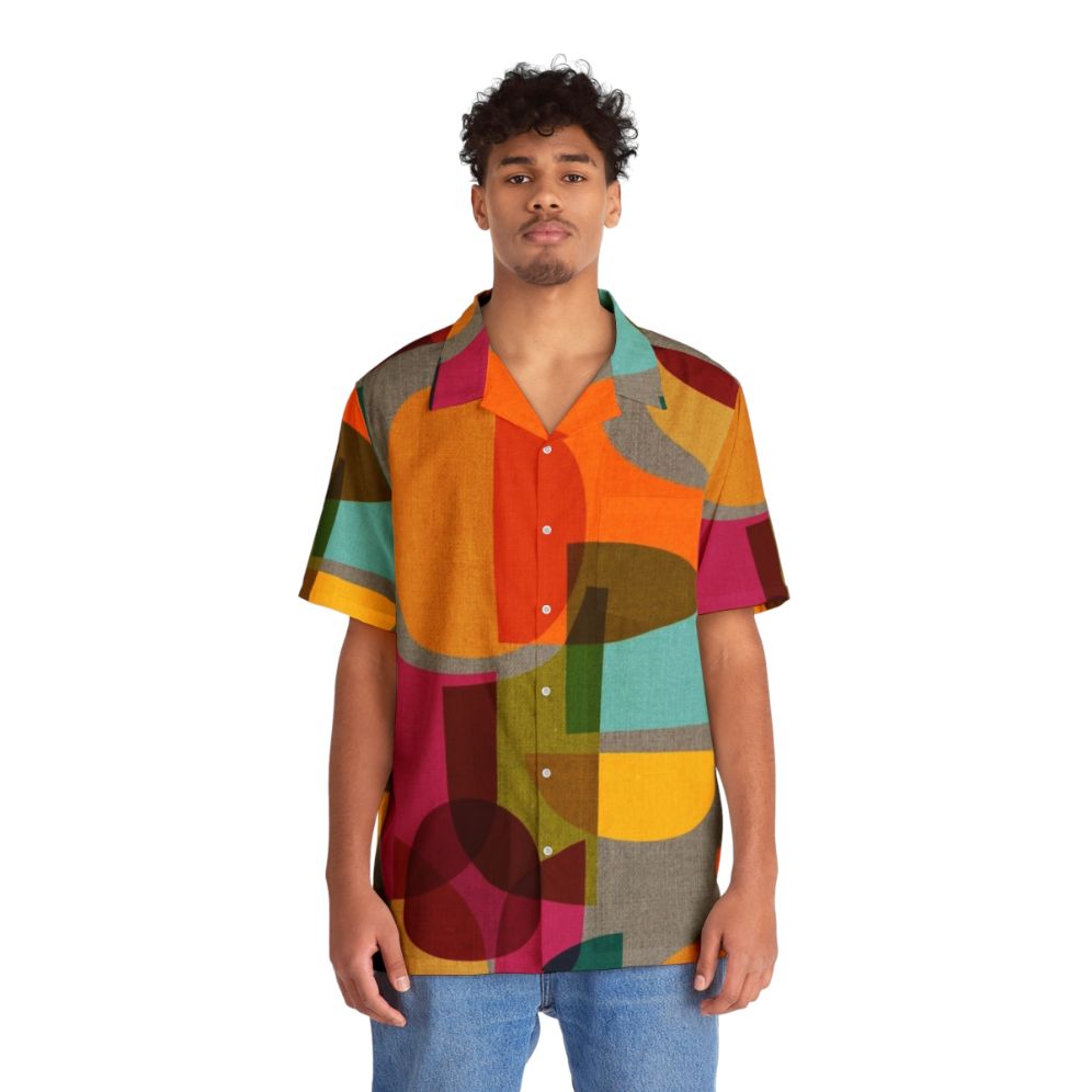 Colorful mid-century kaleidoscope Hawaiian shirt - People Front