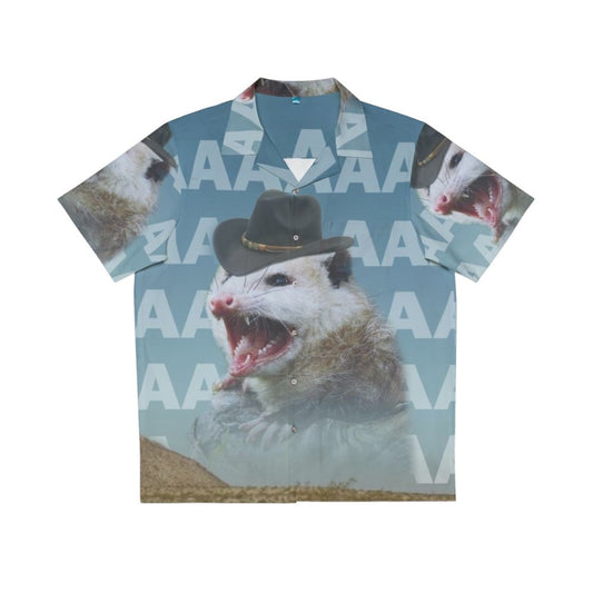 Retro Screaming Cowboy Possum Hawaiian Shirt