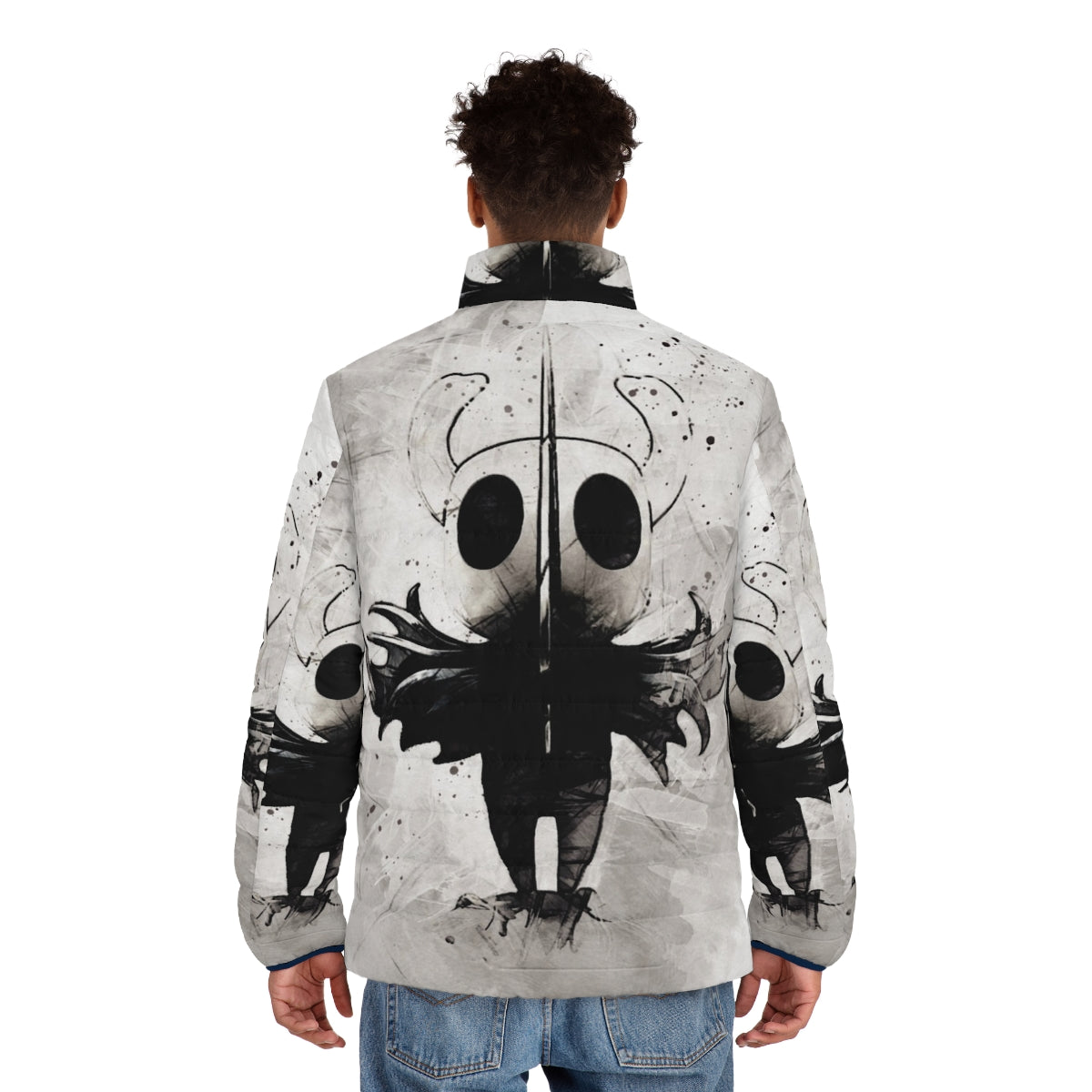 Hollow Knight Watercolor Painting Puffer Jacket - men back