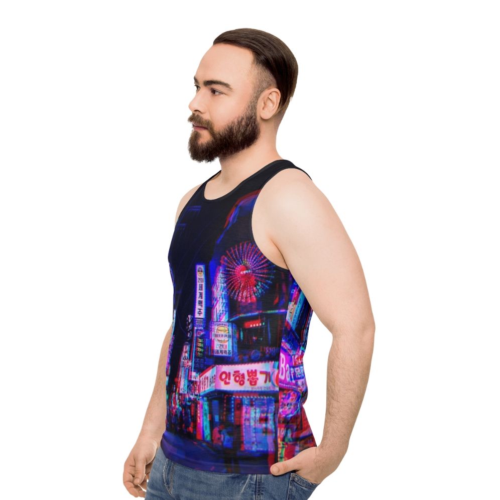 Unisex psychedelic neon nights tank top - men side