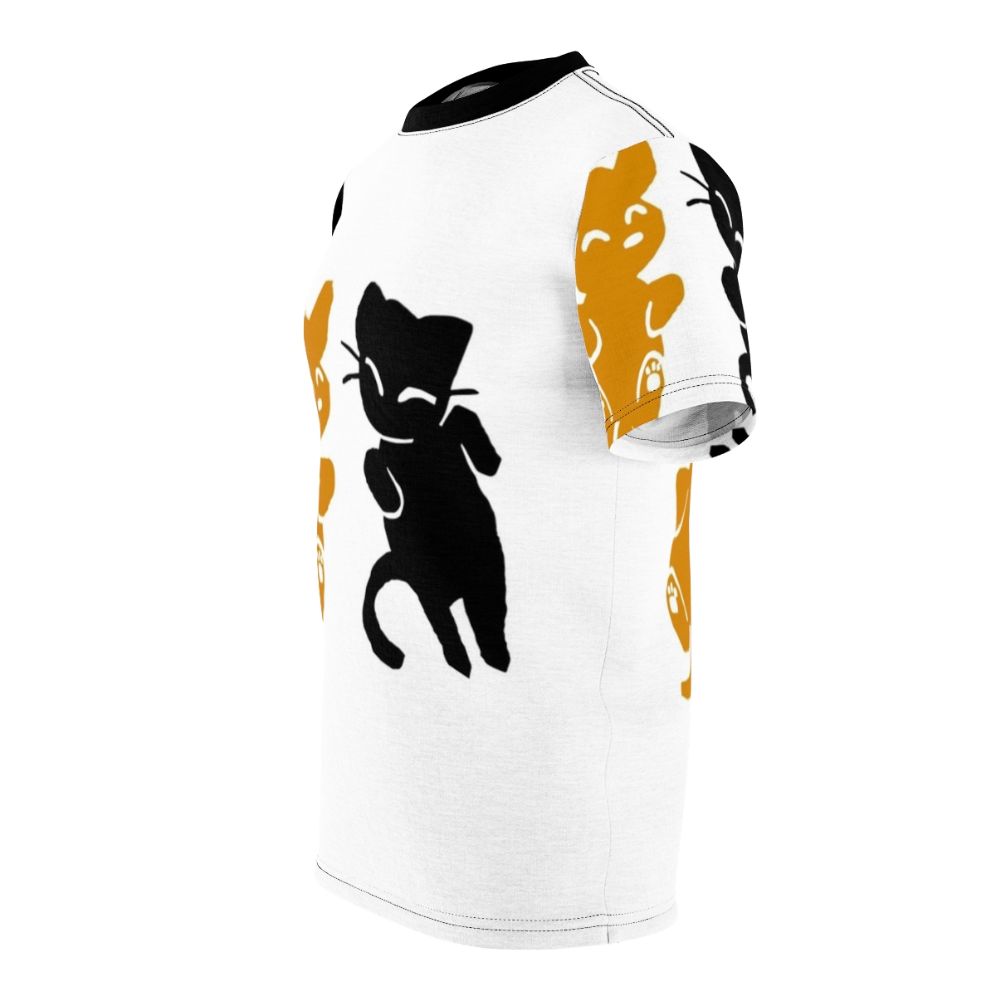 Colorful all-over print t-shirt featuring a cute cat and dog design - men left