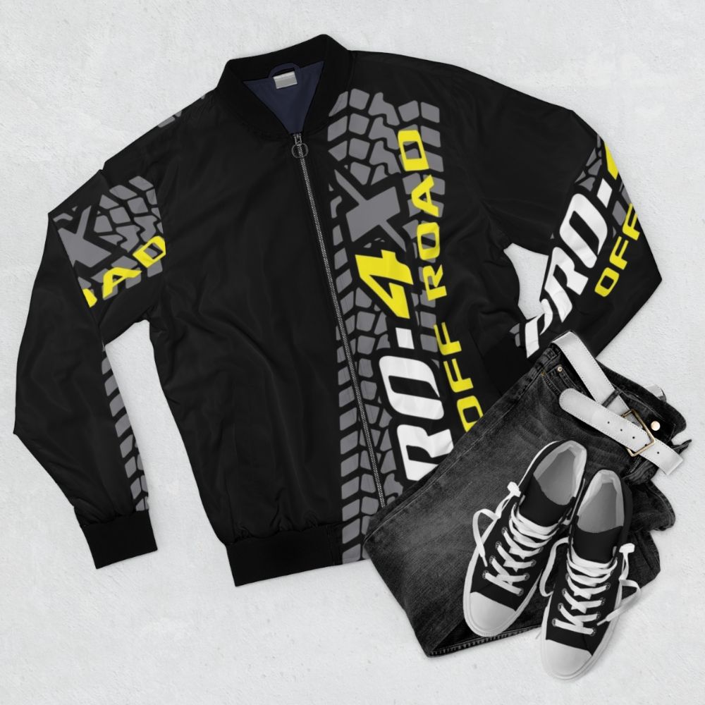 Nissan Pro-4X Bomber Jacket with off-road and 4x4 design - Flat lay