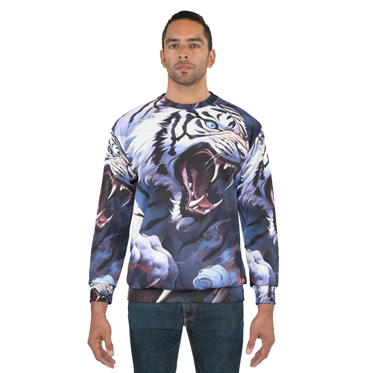 White tiger legendary animal print on sweatshirt - men