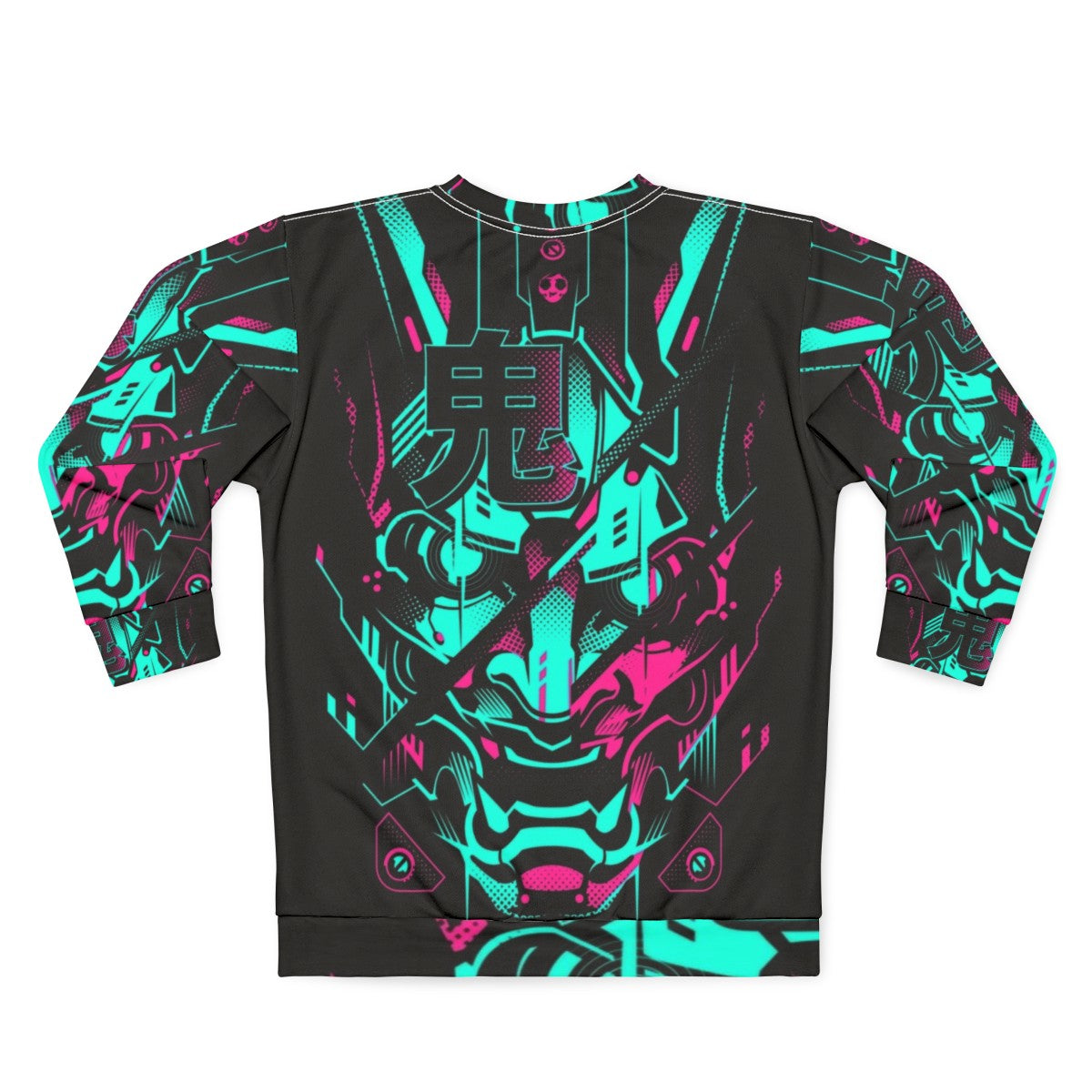 Oni Glitch Neon Cyberpunk Sweatshirt - Back