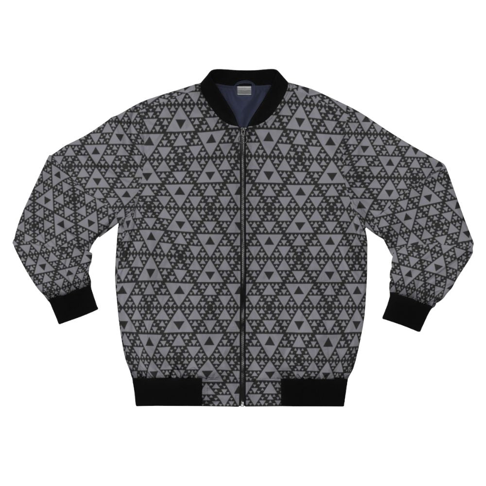 Mocap triangle pattern bomber jacket with repeating geometric design