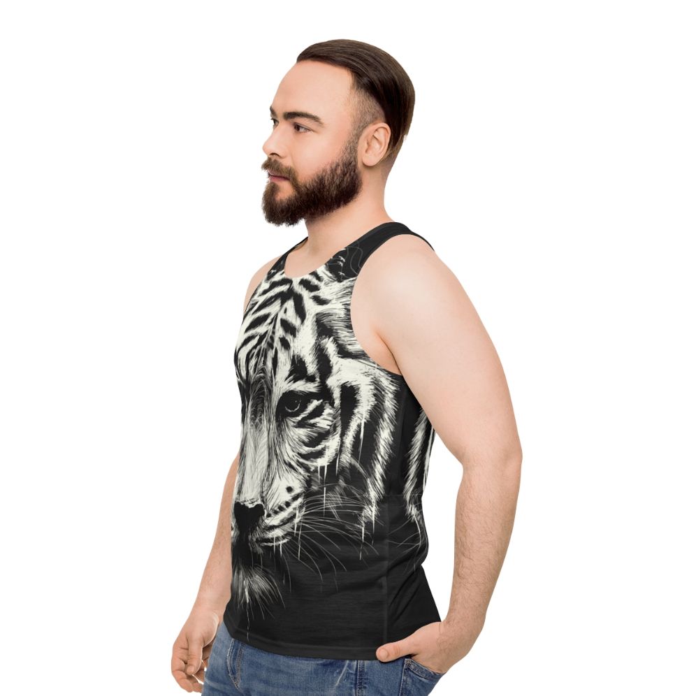 Interconnected unisex tank top with nature-inspired graphics - men side