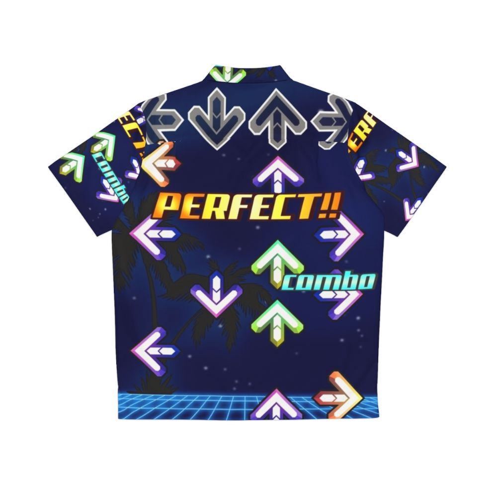 Vibrant Dance Dance Revolution Hawaiian shirt with retro video game inspired neon colors - Back