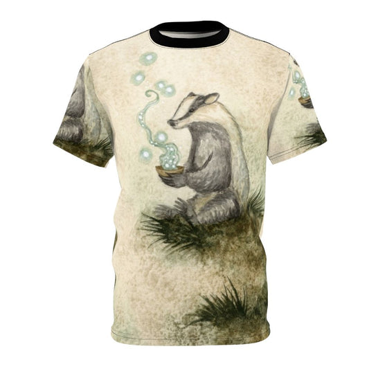 Illustration of a magical badger on a fantasy t-shirt design