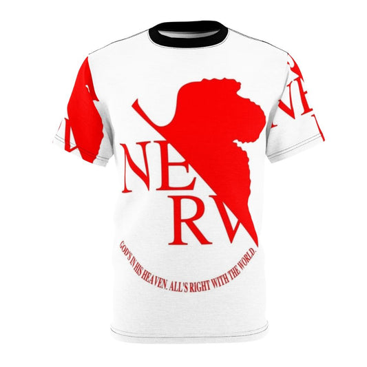 Nerv-inspired neon Genesis Evangelion graphic t-shirt with iconic logo design