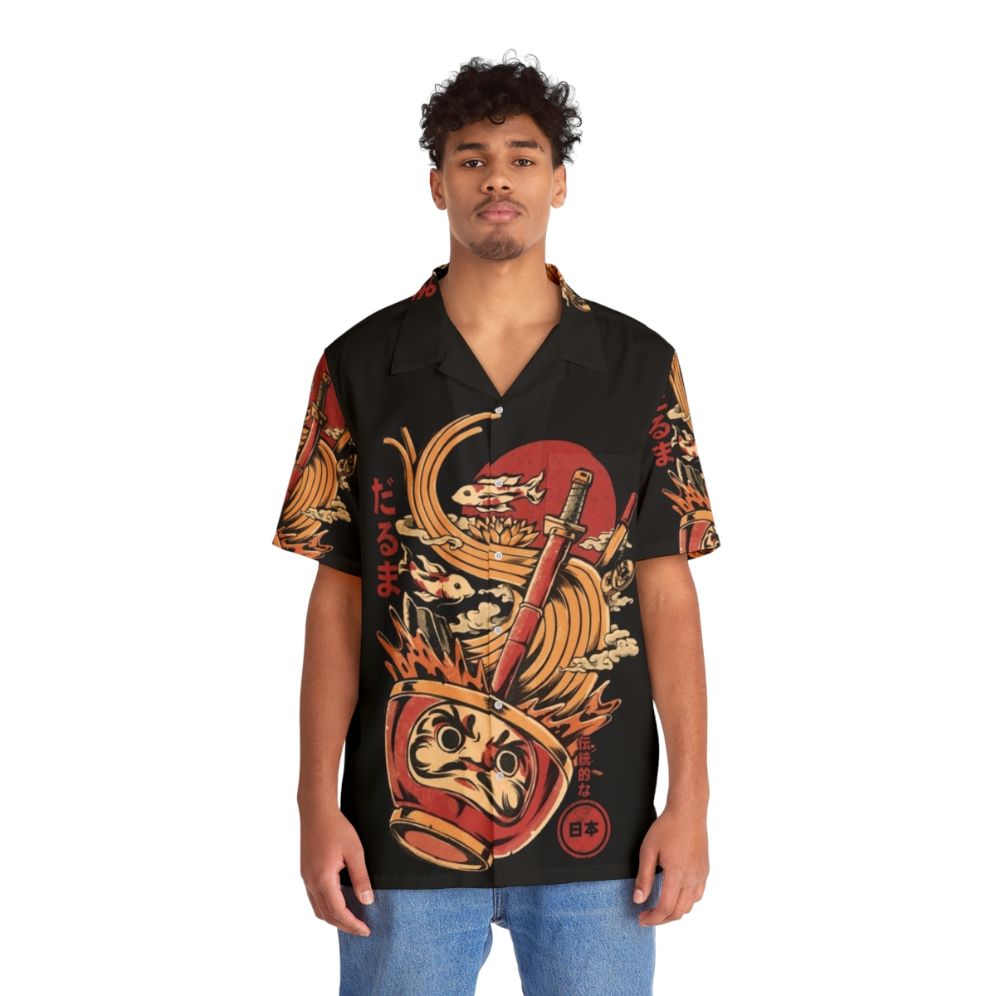 Daruma Ramen Hawaiian Shirt featuring Japanese art and spiritual design - People Front