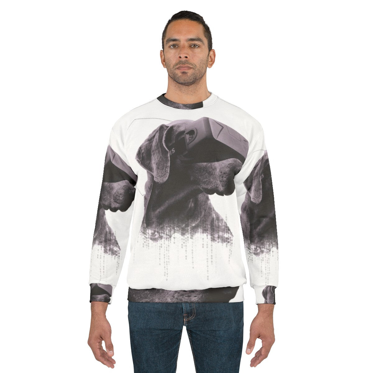 Virtual reality dog sweatshirt with surreal, double exposure design - men