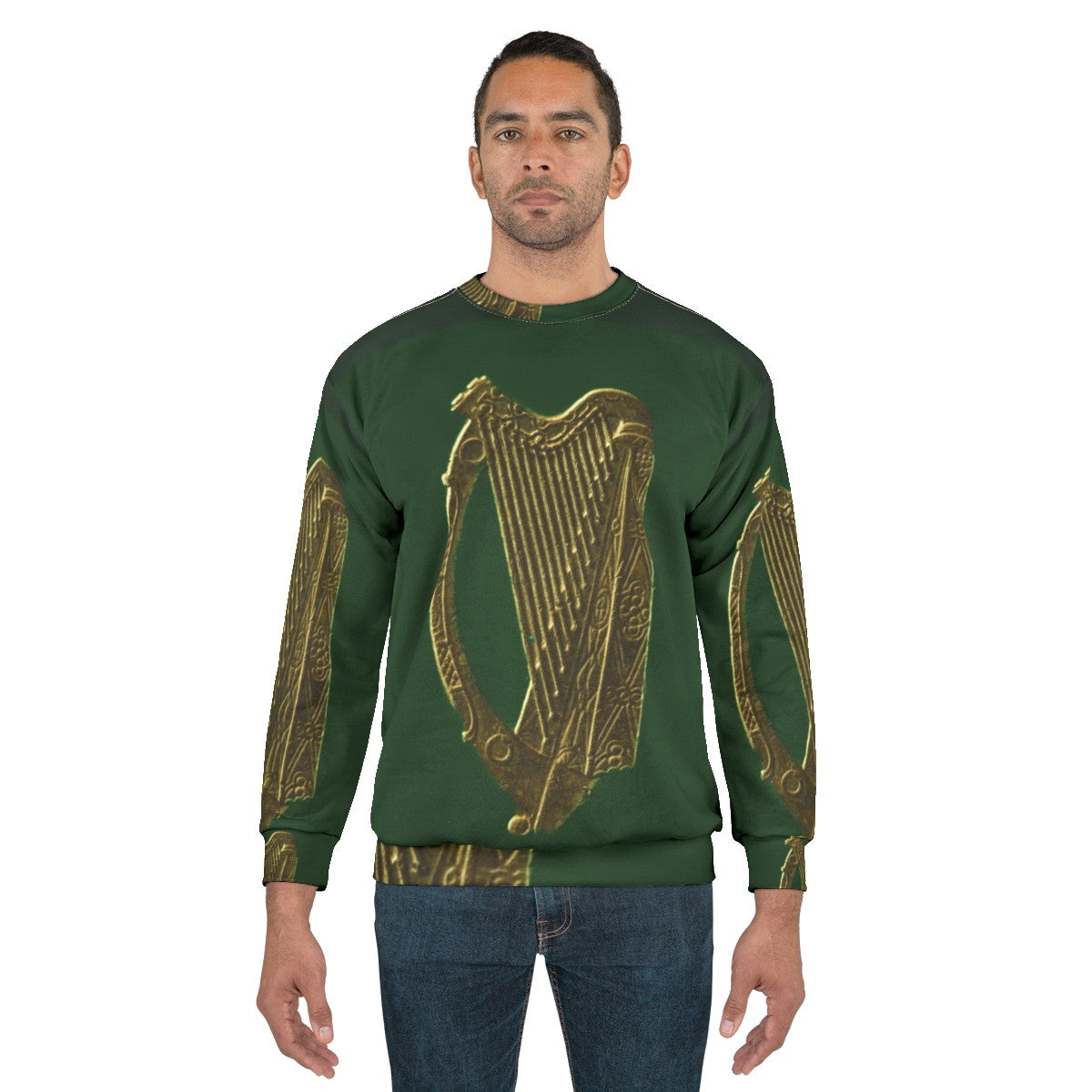 Green Irish Celtic Harp Sweatshirt - men