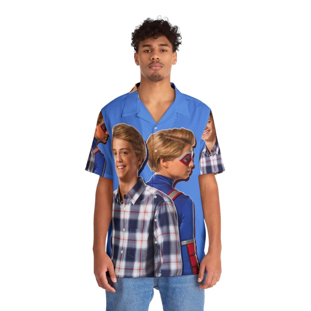 Henry Danger Hawaiian Shirt featuring the Kid Danger character - People Front