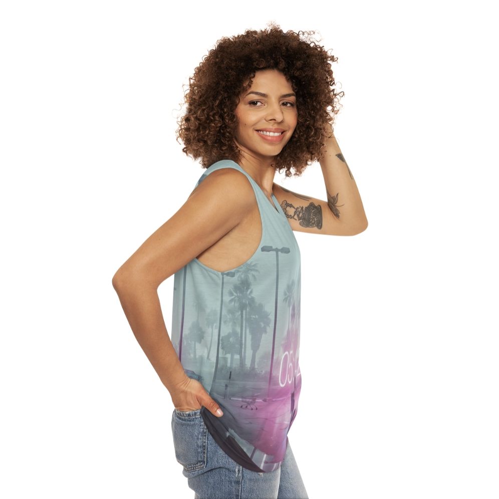 Retro 80s vaporwave synthwave neon tank top - women side