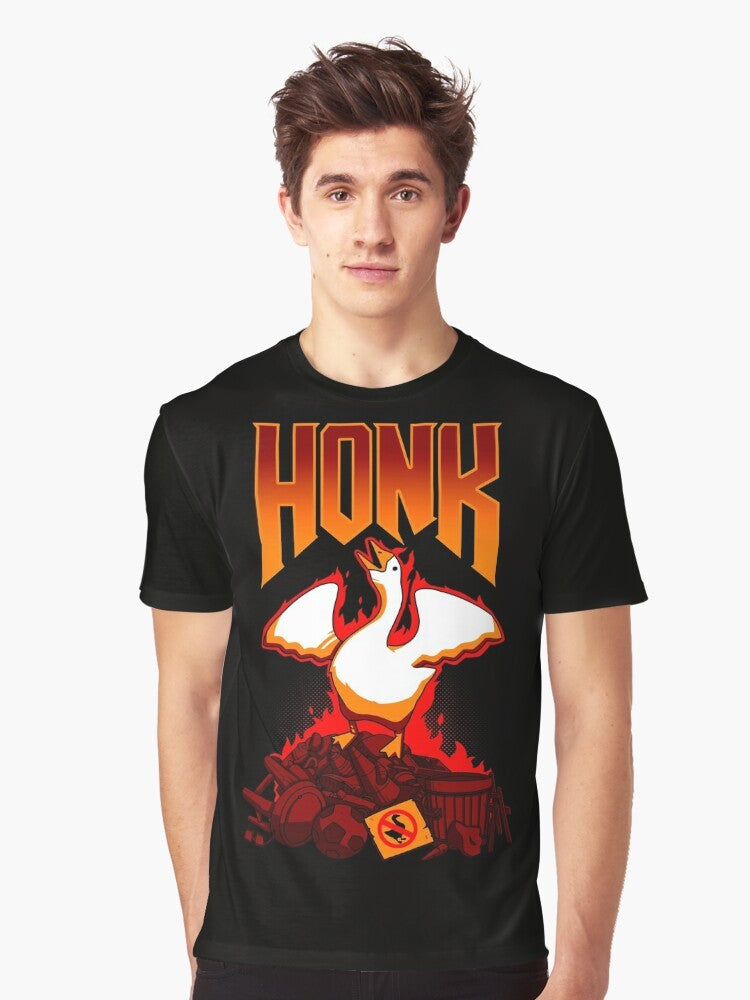 HONK Graphic T-Shirt featuring a goose design, perfect for gamers and geeks - Men