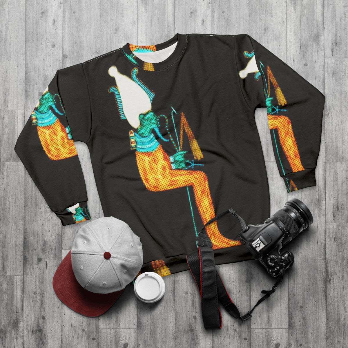 Osiris Modern Art Egyptian God Sweatshirt - flat lay