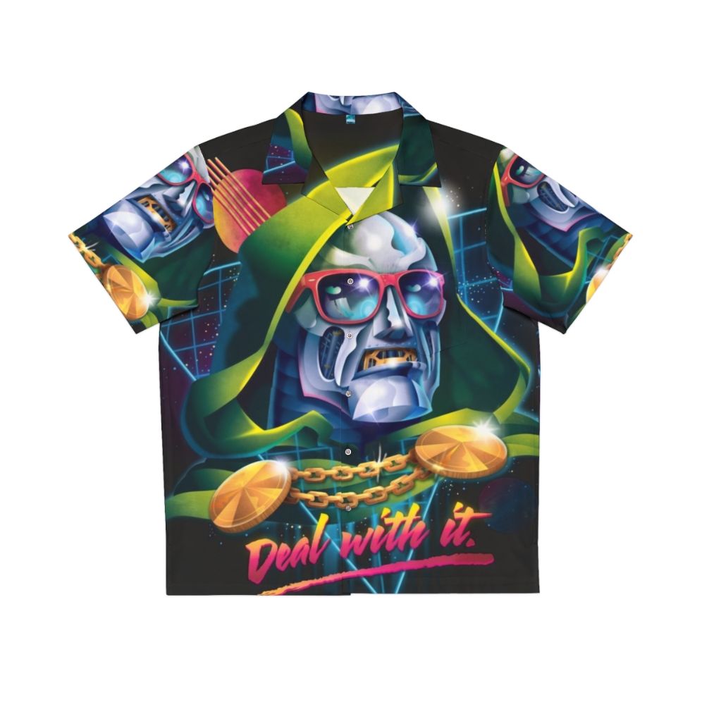 Neon "Deal With It" Hawaiian Shirt with Superhero and Villain Motifs