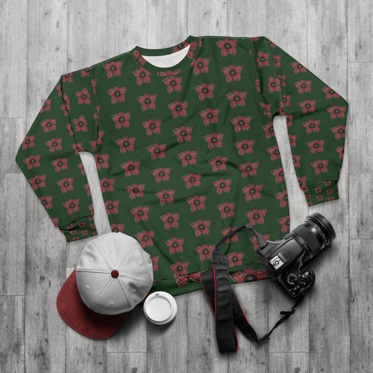 Stranger Things Demogorgon Pattern Sweatshirt - flat lay